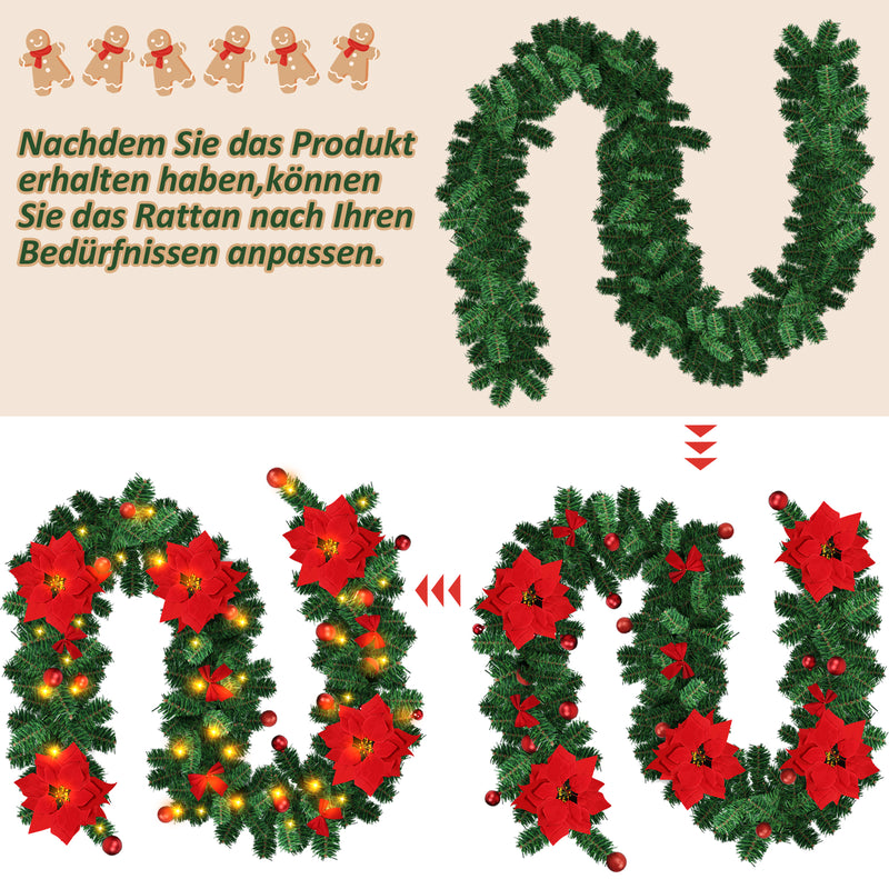 Sonnewelt Weihnachtsgirlande 2.7m mit Blumen