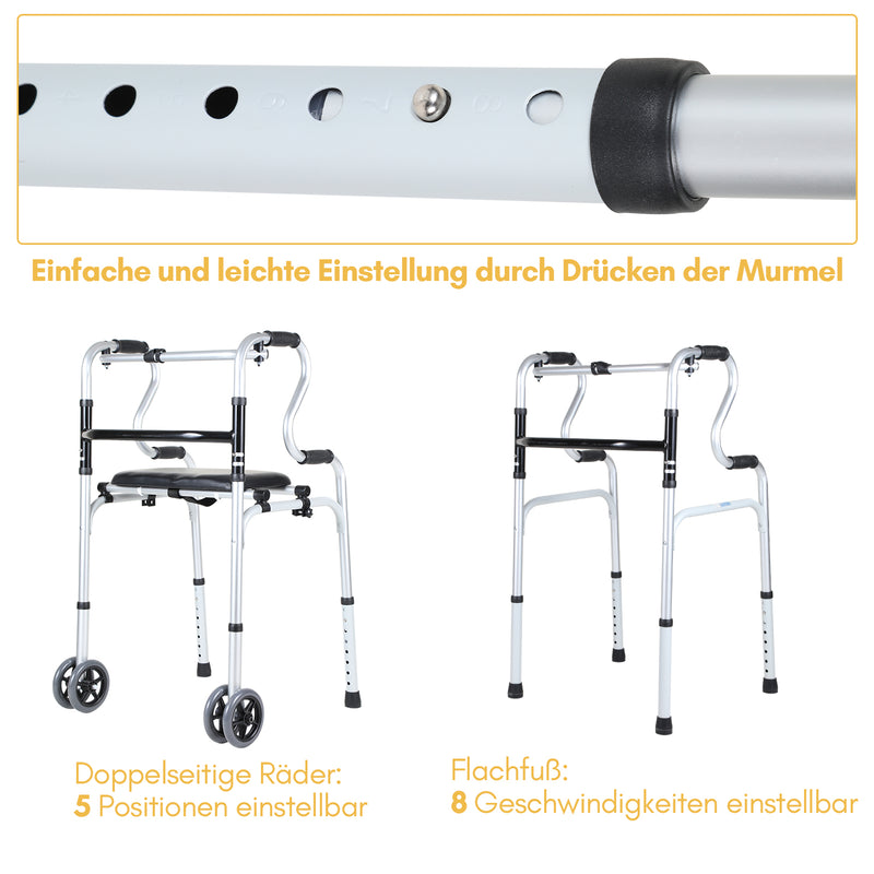 Sonnewelt Gehhilfe Leicht Rollator aus Aluminium bis 180 kg