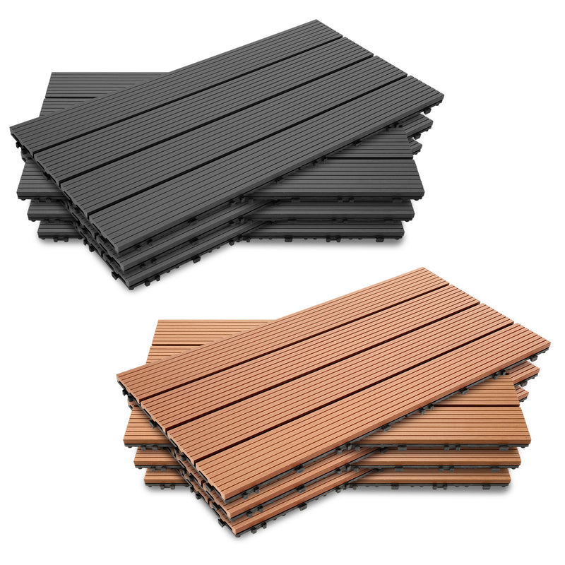 Sonnewelt WPC Terrassenfliesen 30x60cm 6er Set in Holzoptik