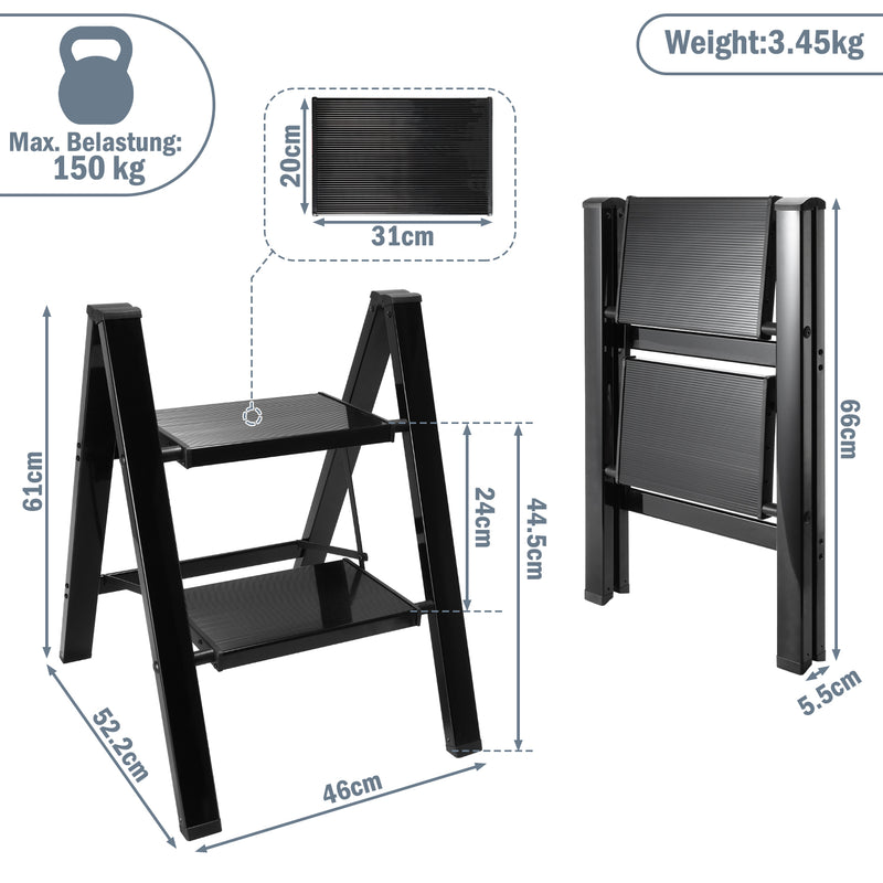 Sonnewelt Leiter Klappbar Leicht Aluminium 2/3/4 Stufen