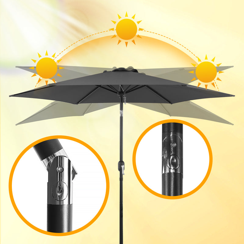 Sonnewelt Sonnenschirm 2.7m Winkelverstellbar mit/ohne LED
