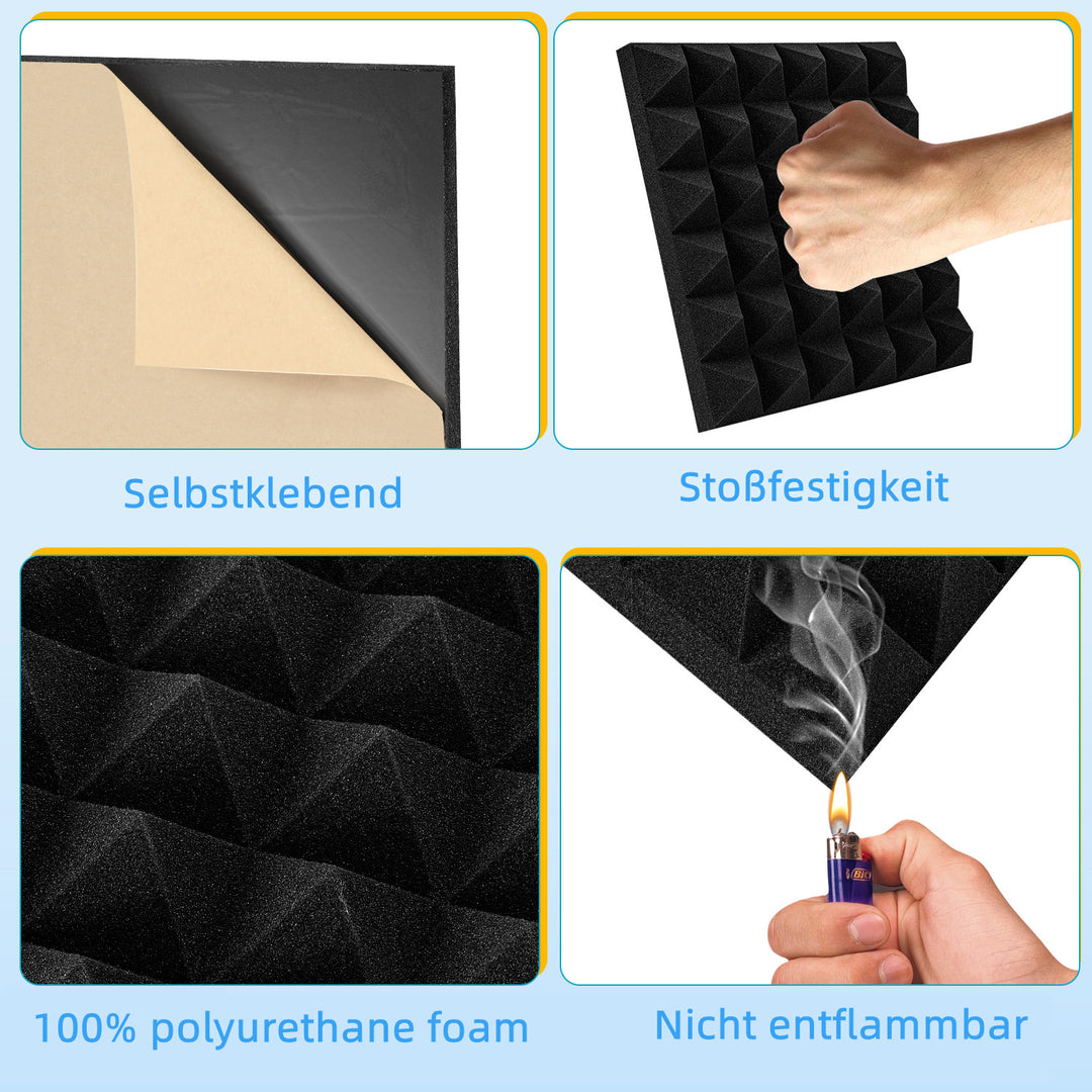 Sonnewelt Acoustic Foam Self-Adhesive 3D High-Density Pyramid
