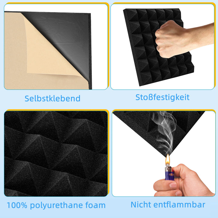 Sonnewelt Acoustic Foam Self-Adhesive 3D High-Density Pyramid