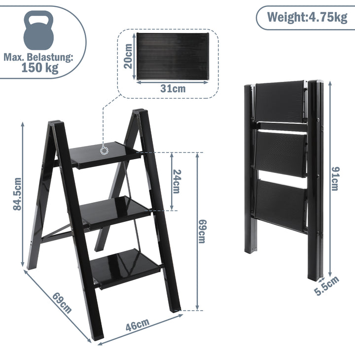 Sonnewelt Ladder Foldable Lightweight Aluminum 2/3/4 Steps
