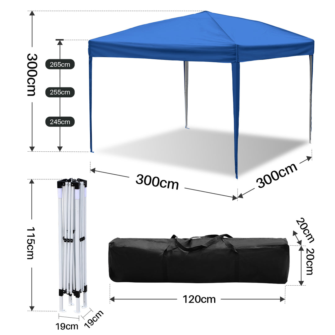 Sonnewelt Pop-Up Pavillon Gazebo mit Zentralverriegelung 3x3m
