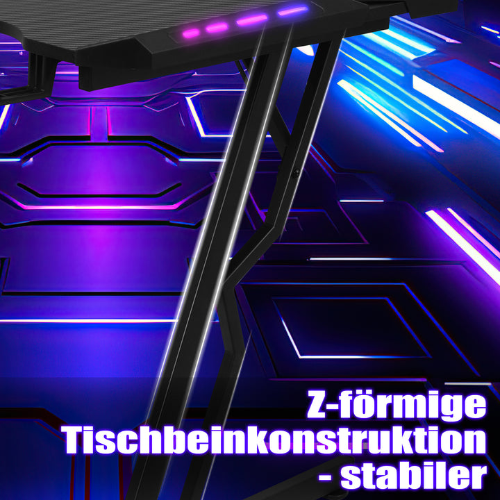 Sonnewelt Gaming Desk Gaming Table 120/140cm with LED Remote Control