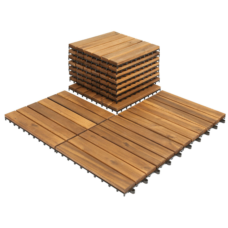 Sonnewelt Holzfliesen 30x30cm 6 Latten Fliese (11 Stück)