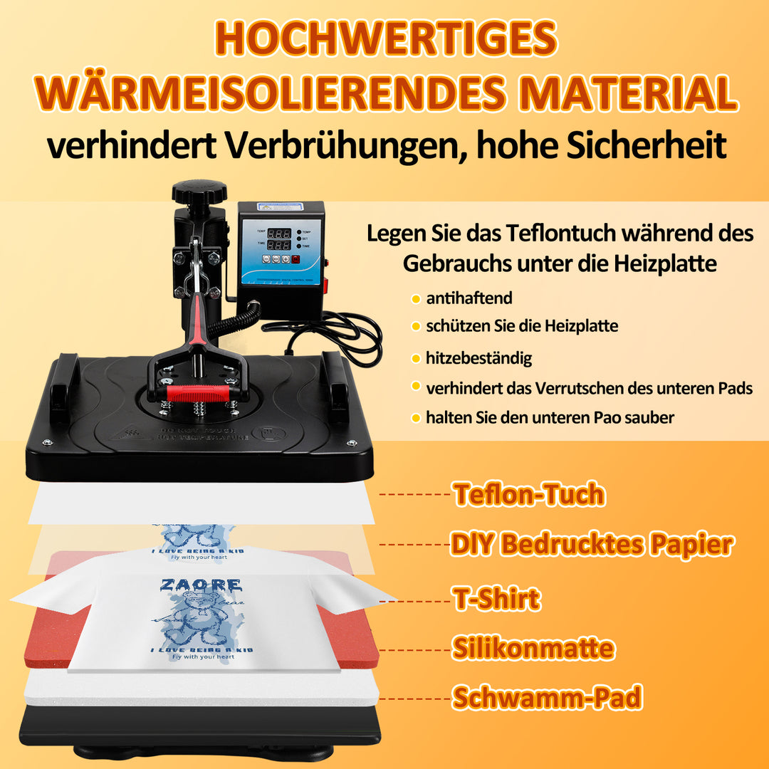 Sonnewelt Transferpresse Hitzepresse 8 IN 1 1250W