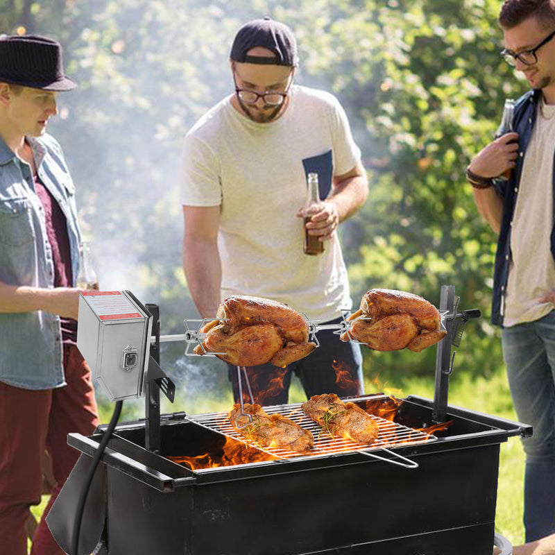 Sonnewelt BBQ Grillspieß Edelstahl Motor 4x Fleischnadel