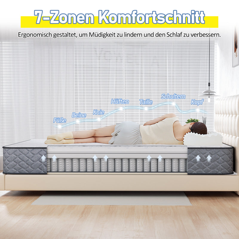 Sonnewelt Matratze Taschenfedermatratze 7 Zonen Elastizität H3