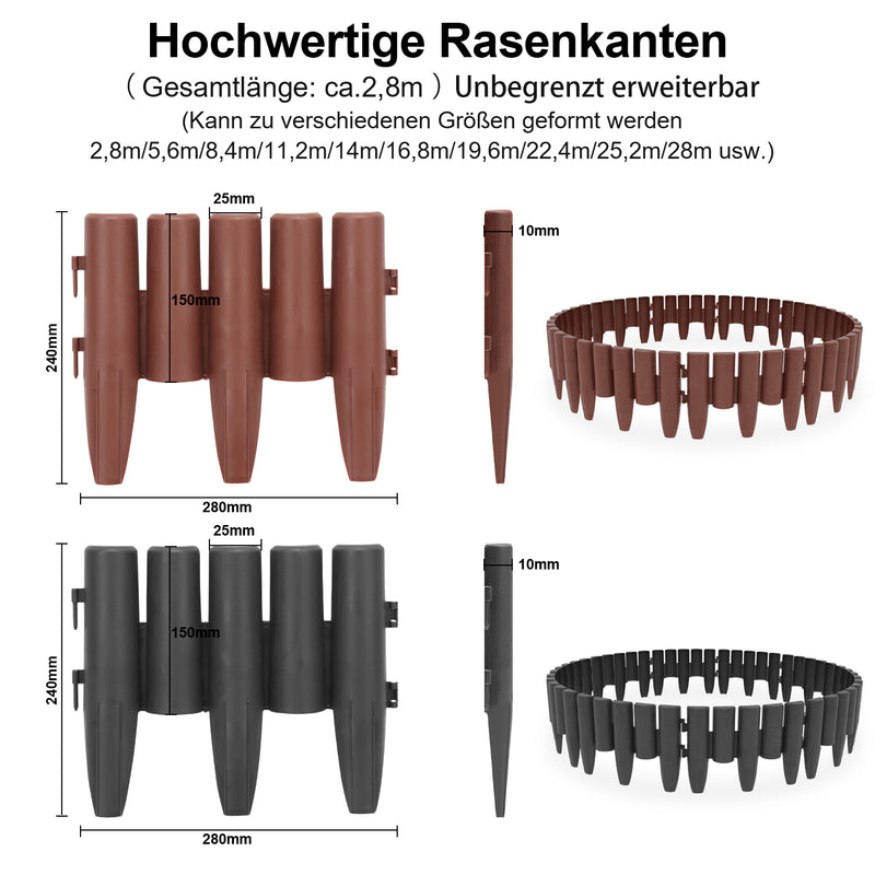 Sonnewelt Kunststoff Rasenkante Holz Optik