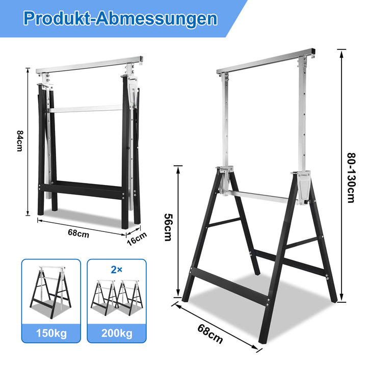 Sonnewelt 2x scaffolding trestle folding trestle 7-way height adjustable