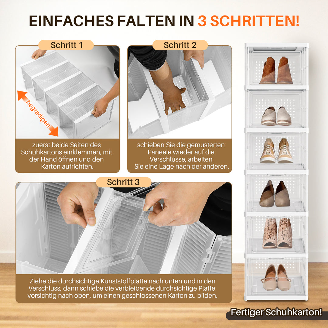 Sonnewelt 6 Ebenen Schuhboxen Aufbewahrungsbox Stapelbar
