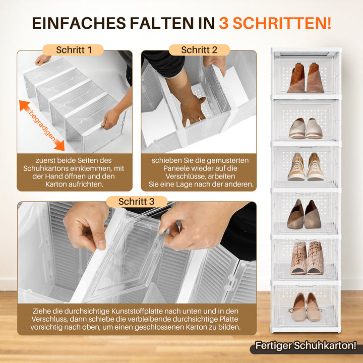 Sonnewelt 6 Ebenen Schuhboxen Aufbewahrungsbox Stapelbar