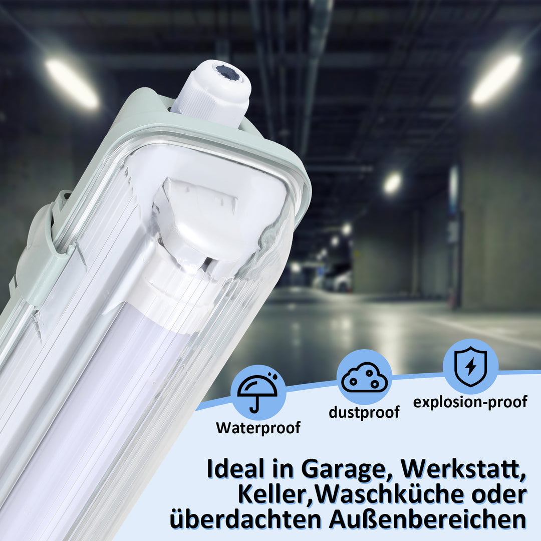 Sonnewelt LED Feuchtraumleuchte 24W Kaltweiß 150cm T8