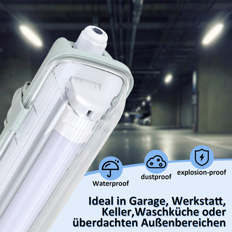 Sonnewelt LED Feuchtraumleuchte 24W Kaltweiß 150cm T8