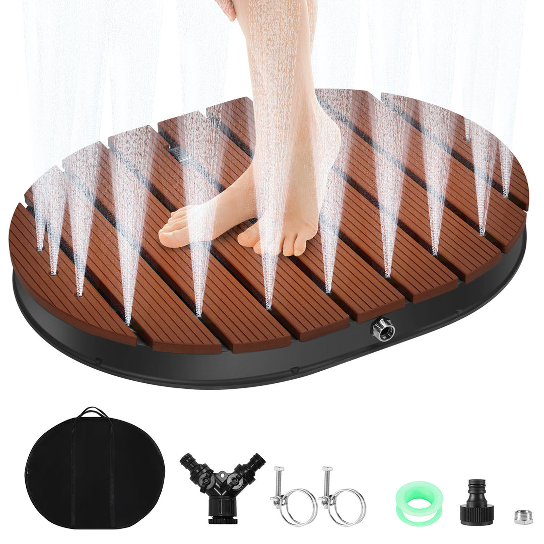 Sonnewelt Bodendusche Gartendusche mit Fußrad und 22 Kupferdüsen