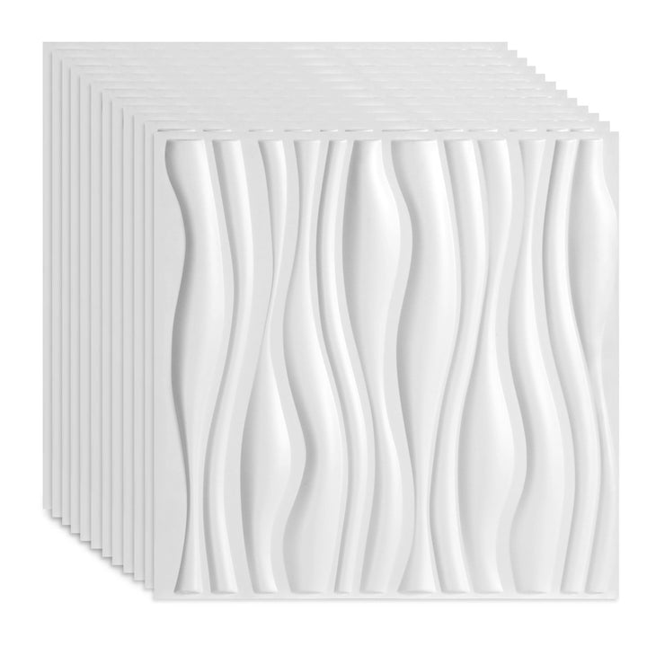Sonnewelt 3D Wandpaneele 12 Stück 50x50cm Wellig Weiß