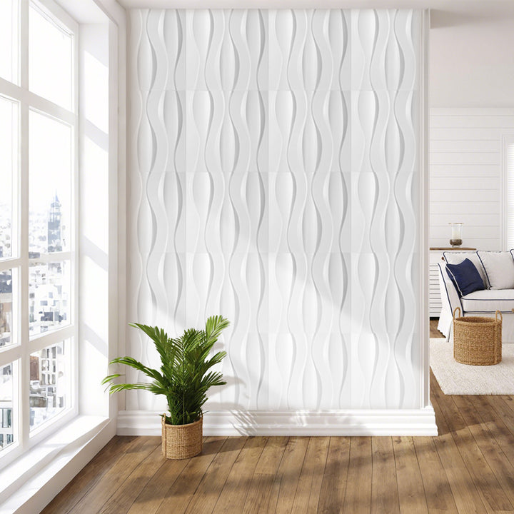 Sonnewelt 3D Wandpaneele 12 Stück 50x50 cm Linear Weiß