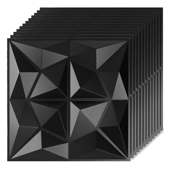 Sonnewelt 3D Wandpaneele 12 Stück 50x50cm Rund Diamant Schwarz