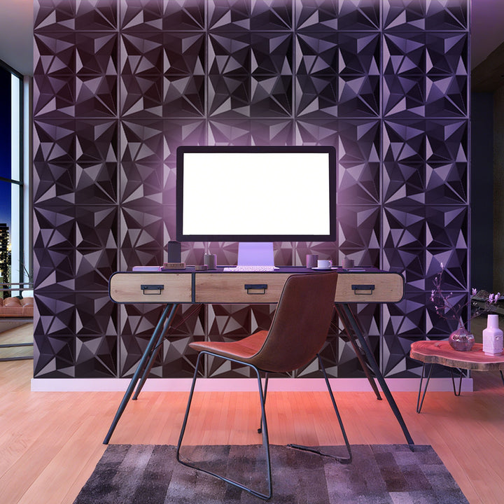 Sonnewelt 3D Wandpaneele 12 Stück 50x50cm Rund Diamant Schwarz