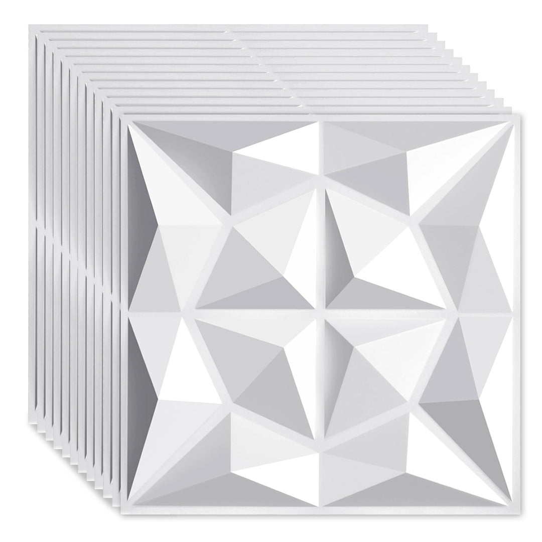 Sonnewelt 3D Wandpaneele 12 Stück 30x30cm Rund Diamant Weiß
