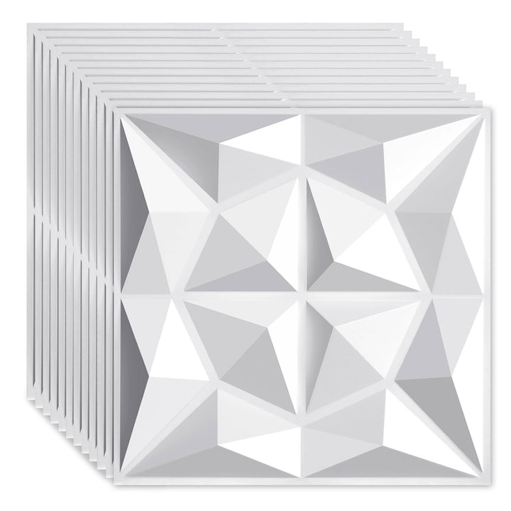 Sonnewelt 3D Wandpaneele 12 Stück 30x30cm Rund Diamant Weiß