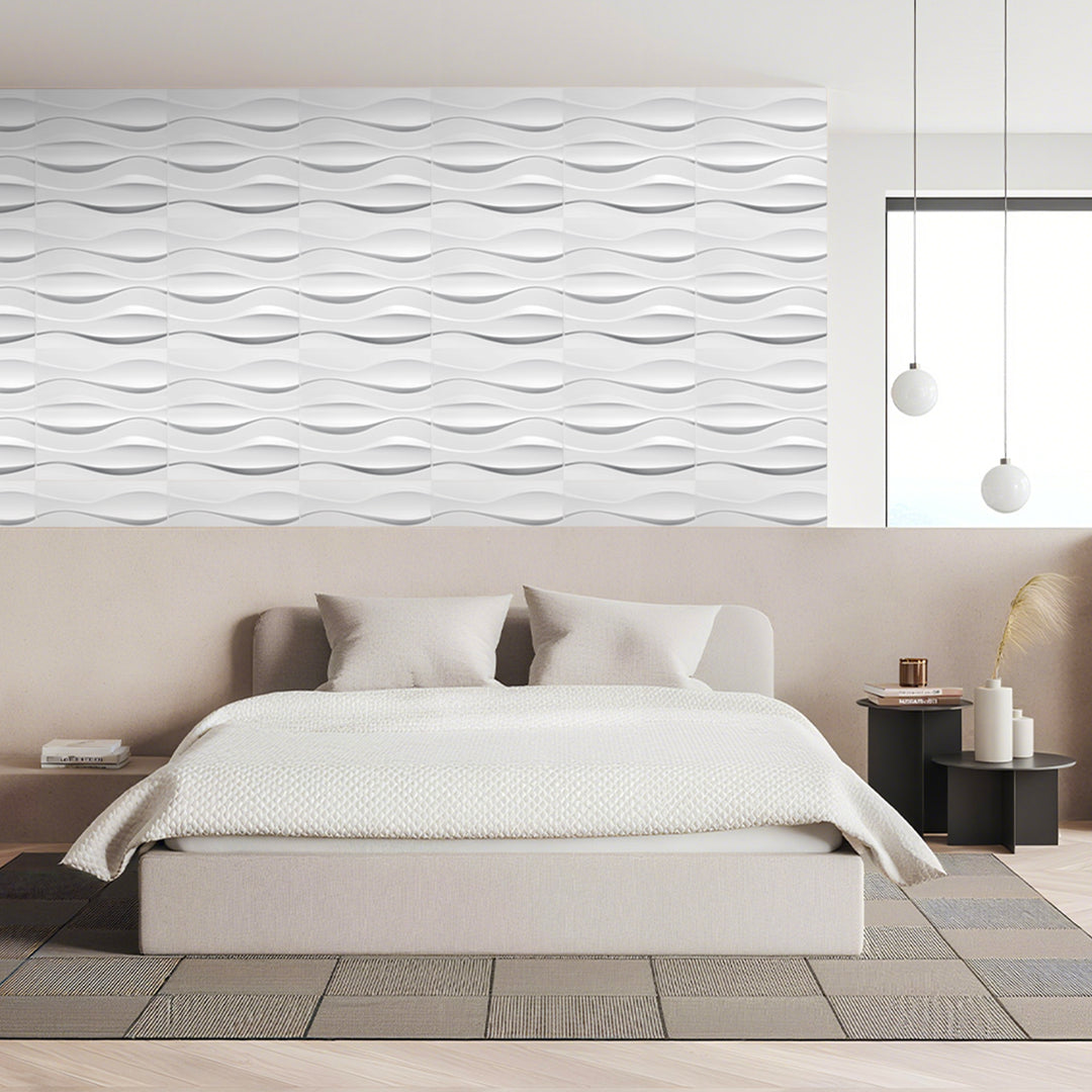 Sonnewelt 3D Wandpaneele 12 Stück 50x50 cm Linear Weiß