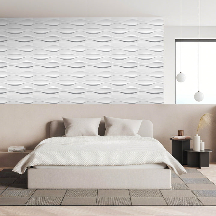 Sonnewelt 3D Wandpaneele 12 Stück 50x50 cm Linear Weiß