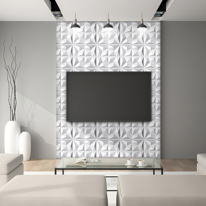 Sonnewelt 3D Wandpaneele 12 Stück 30x30cm Rund Diamant Weiß