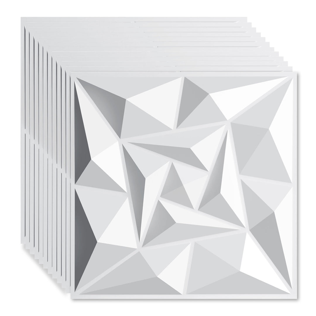Sonnewelt 3D Wandpaneele 12 Stück 50x50cm Quadrat Diamant Weiß