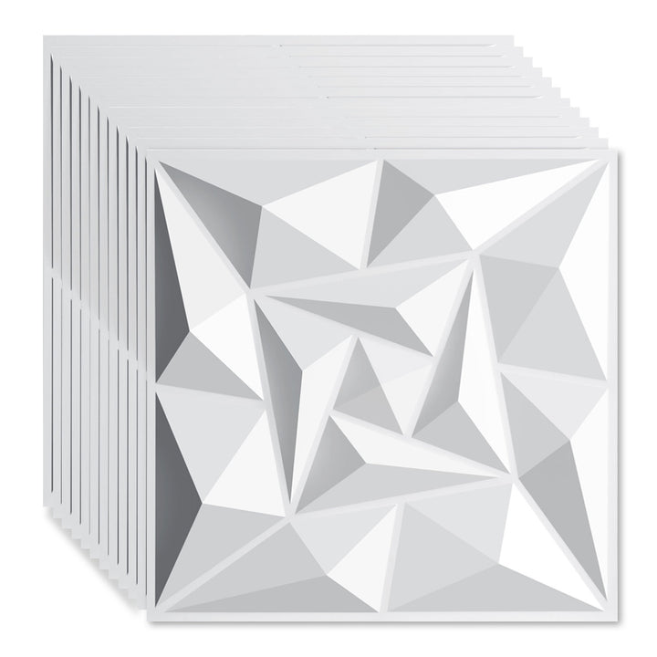 Sonnewelt 3D Wandpaneele 12 Stück 50x50cm Quadrat Diamant Weiß