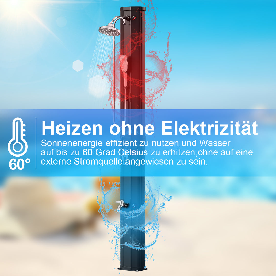 Sonnewelt 60L Solar Shower Garden Shower Incl. Protective Cover and Hand Shower