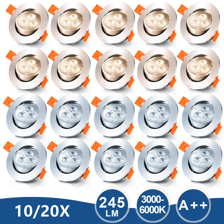 Sonnewelt LED Einbaustrahler Integriert 3W Warmweiß/Kaltweiß