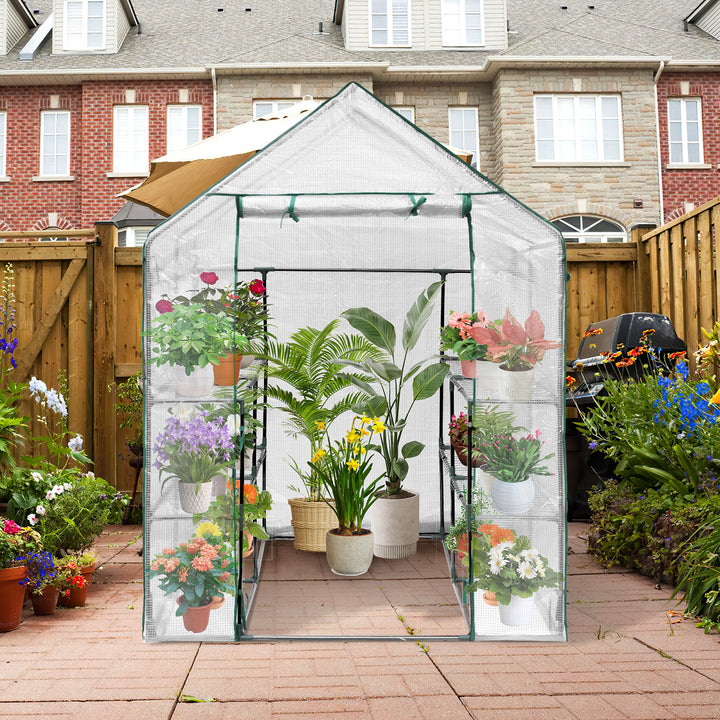 Sonnewelt foil greenhouse greenhouse with shelves