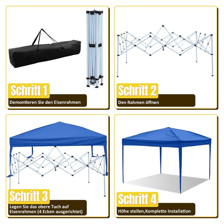 Sonnewelt Pop-Up Pavillon Gazebo mit Zentralverriegelung 3x3m