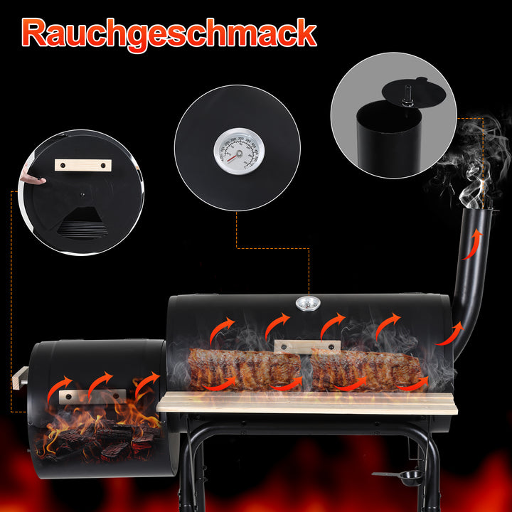 Sonnewelt Holzkohle Grill BBQ Multifunktionaler mit Thermometer