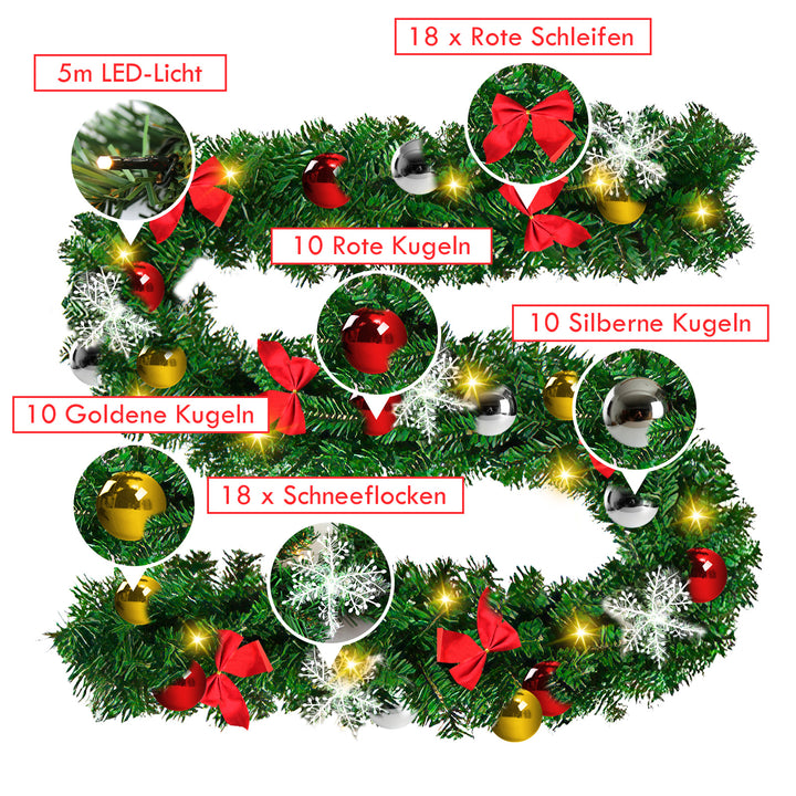 Sonnewelt Weihnachtsgirlande mit 100 LEDs 5m