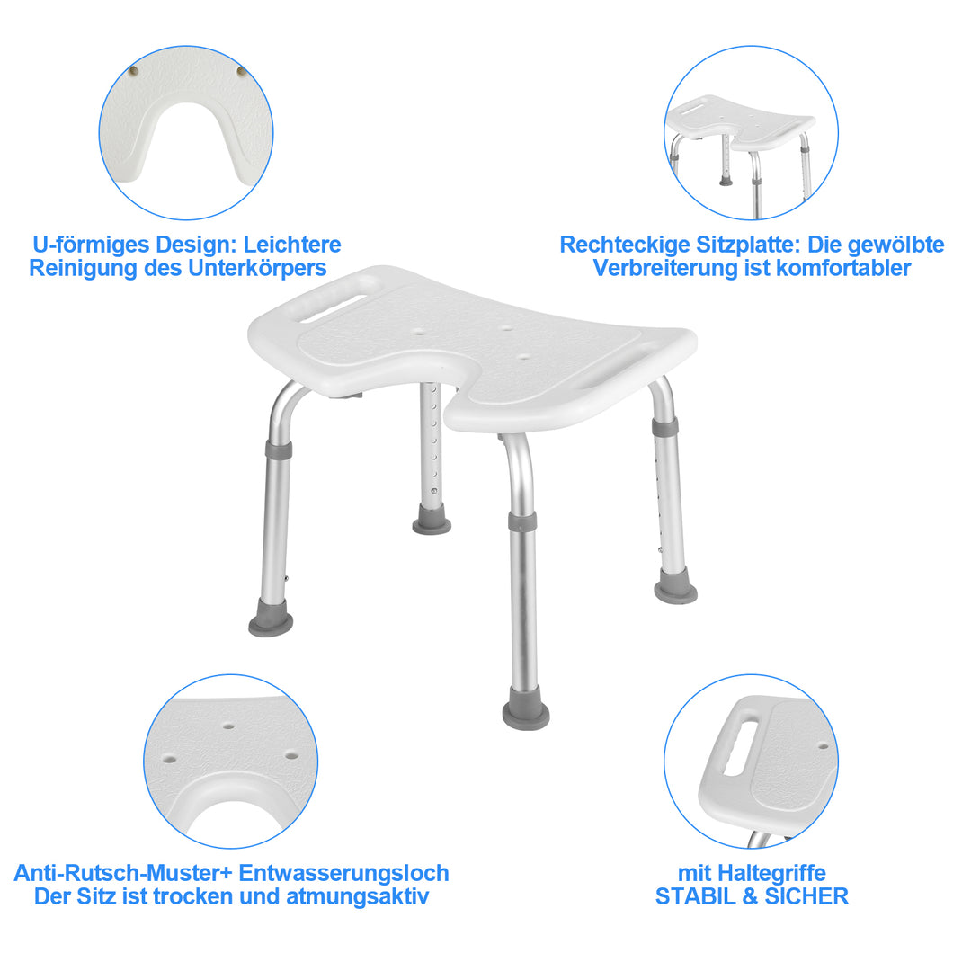 Sonnewelt Shower Stool Height Adjustable U-Type Aluminum
