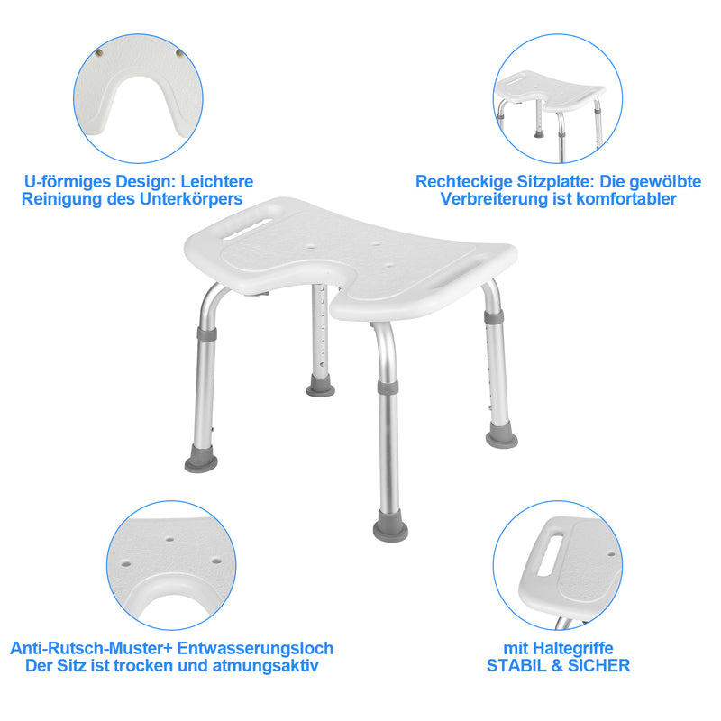 Sonnewelt Duschhocker Höhenverstellbar U-Typ Aluminium