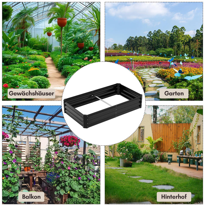 Sonnewelt Metall Hochbeete Hochbeete-Kit mit Stützstangen für Garten
