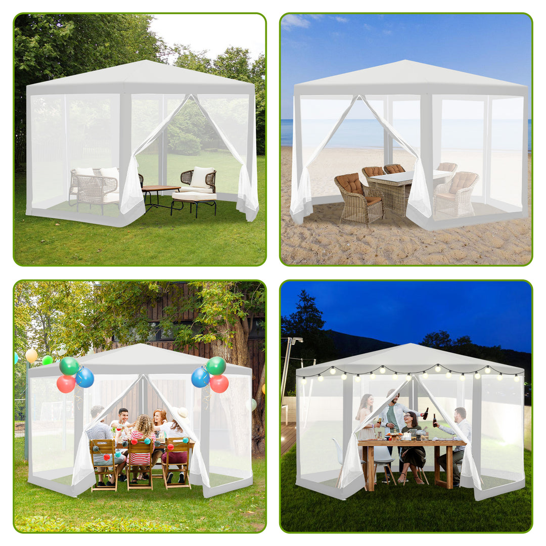 Sonnewelt Pavillon Gartenzelt mit Moskitonetz Wasserdicht 6-eckig