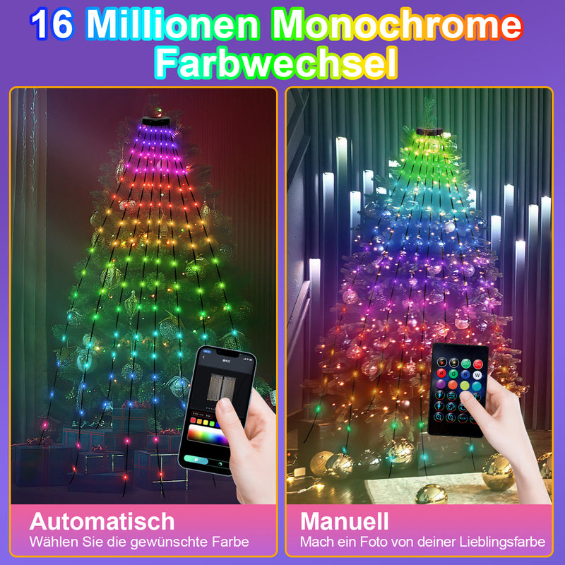 Sonnewelt Christbaumbeleuchtung mit APP-Kontrolle 160 LEDs IP67
