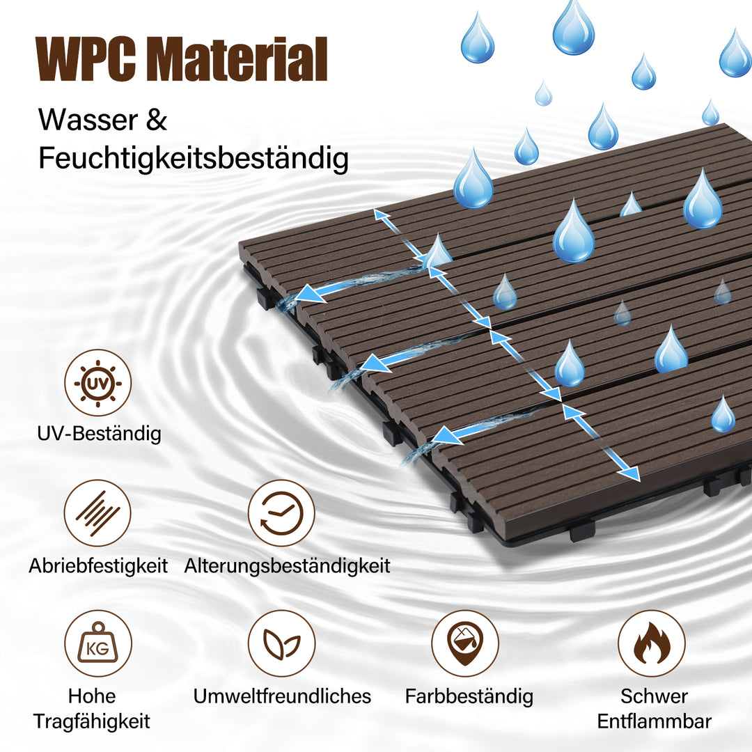 Sonnewelt WPC Terrassenfliesen Klickfliese 30x30cm 11stk