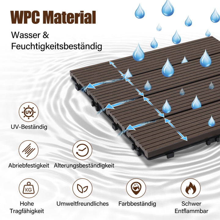 Sonnewelt WPC Terrassenfliesen Klickfliese 30x30cm 11stk