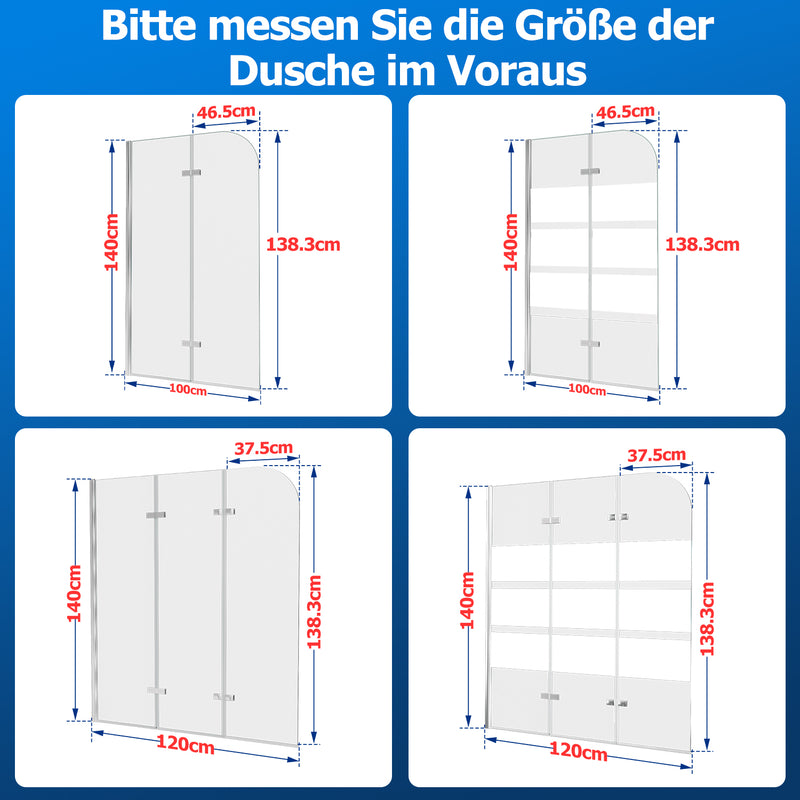 Sonnewelt Duschwand für badewanne Faltbare Glas Duschtrennwand