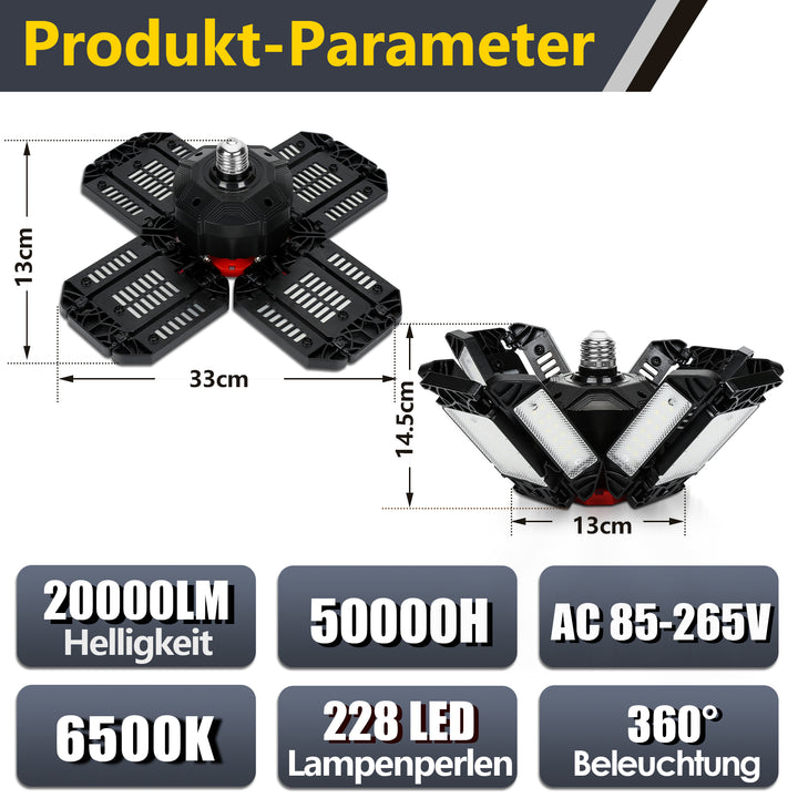 Sonnewelt Led Werkstatt Deckenleuchte Verstellbaren Paneelen 200W