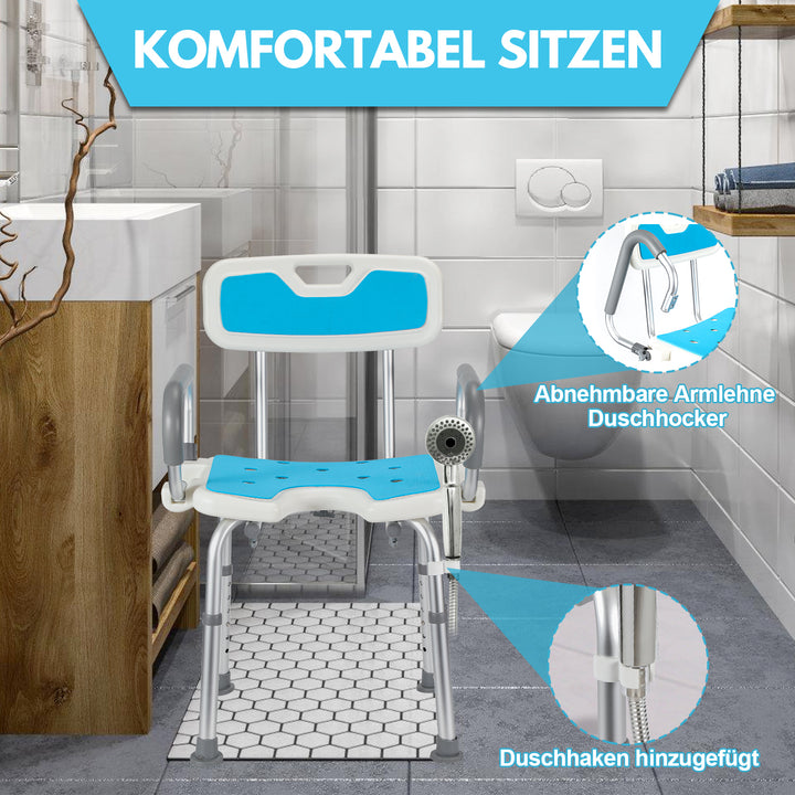 Sonnewelt shower stool shower seat with fold-up armrest
