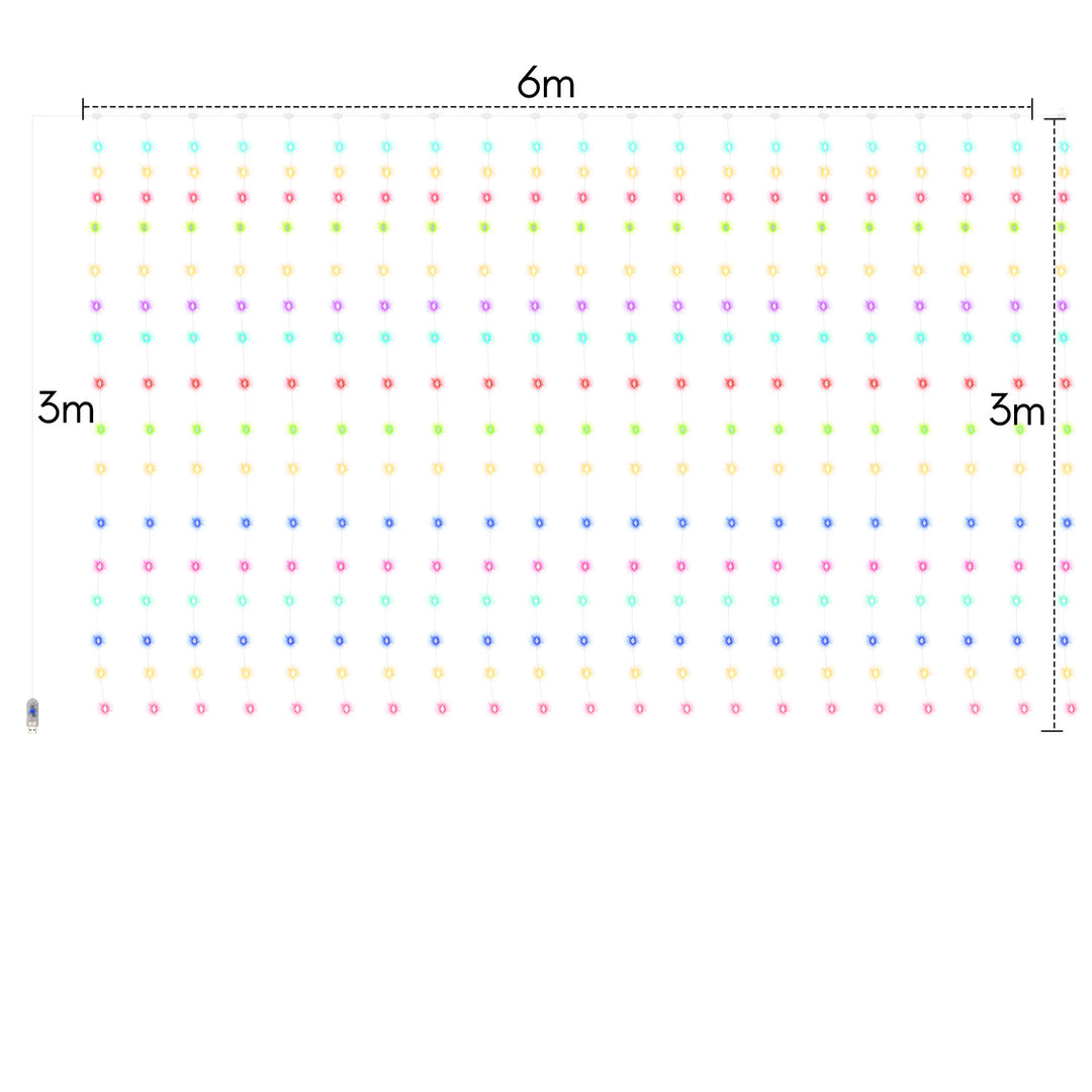 Sonnewelt LED light curtain 3x3m/3x6m warm white/color