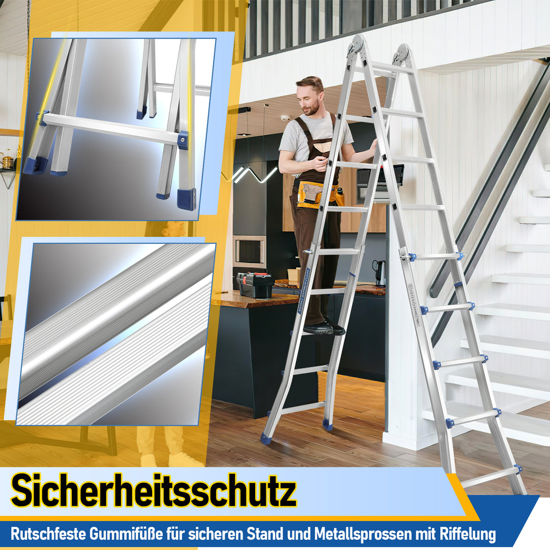 Sonnewelt Teleskopleiter Multifunktionsleiter 3 in 1 Aluleiter